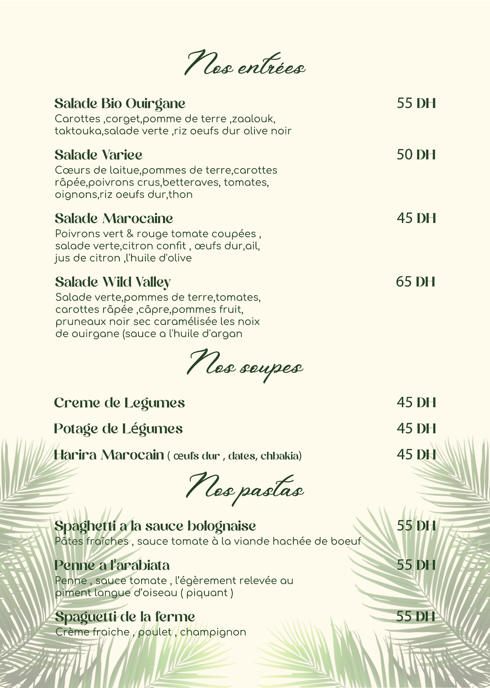 Menu Wild Valley Ouirgane — Page 2