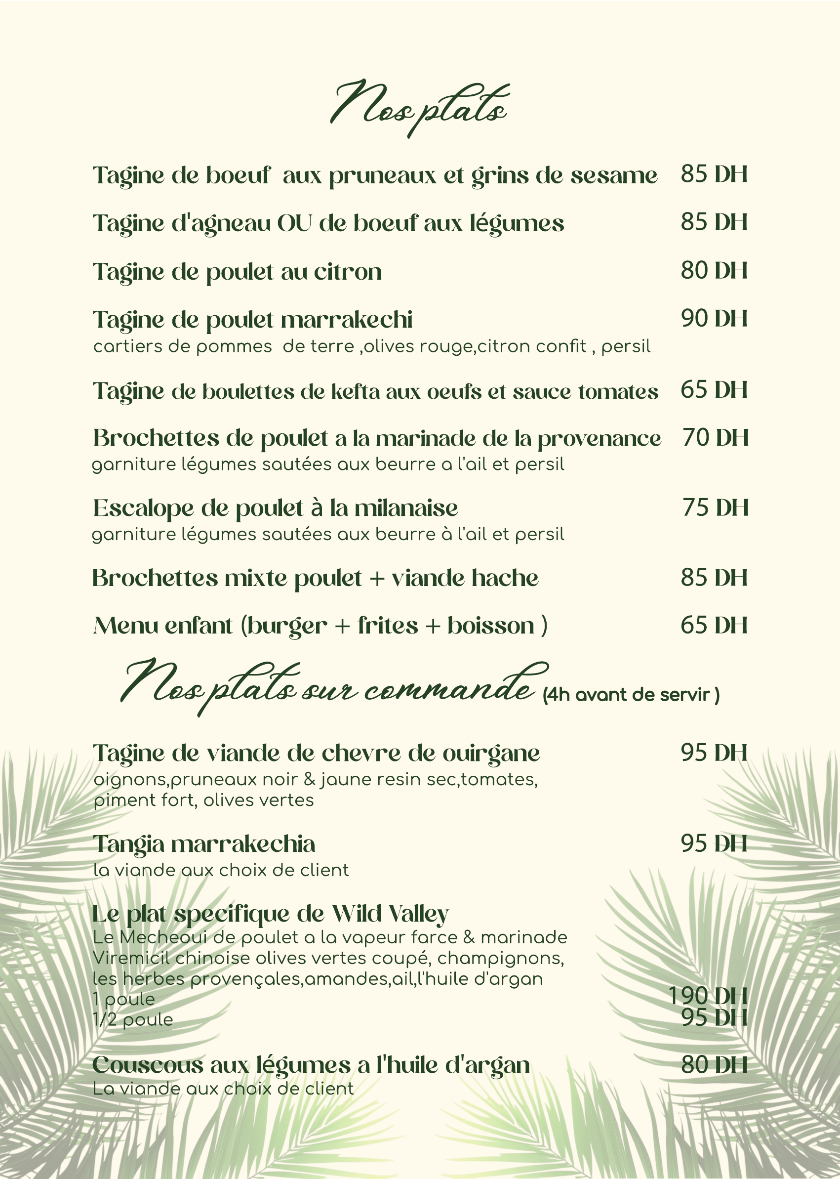 Menu Wild Valley Ouirgane — Page 3